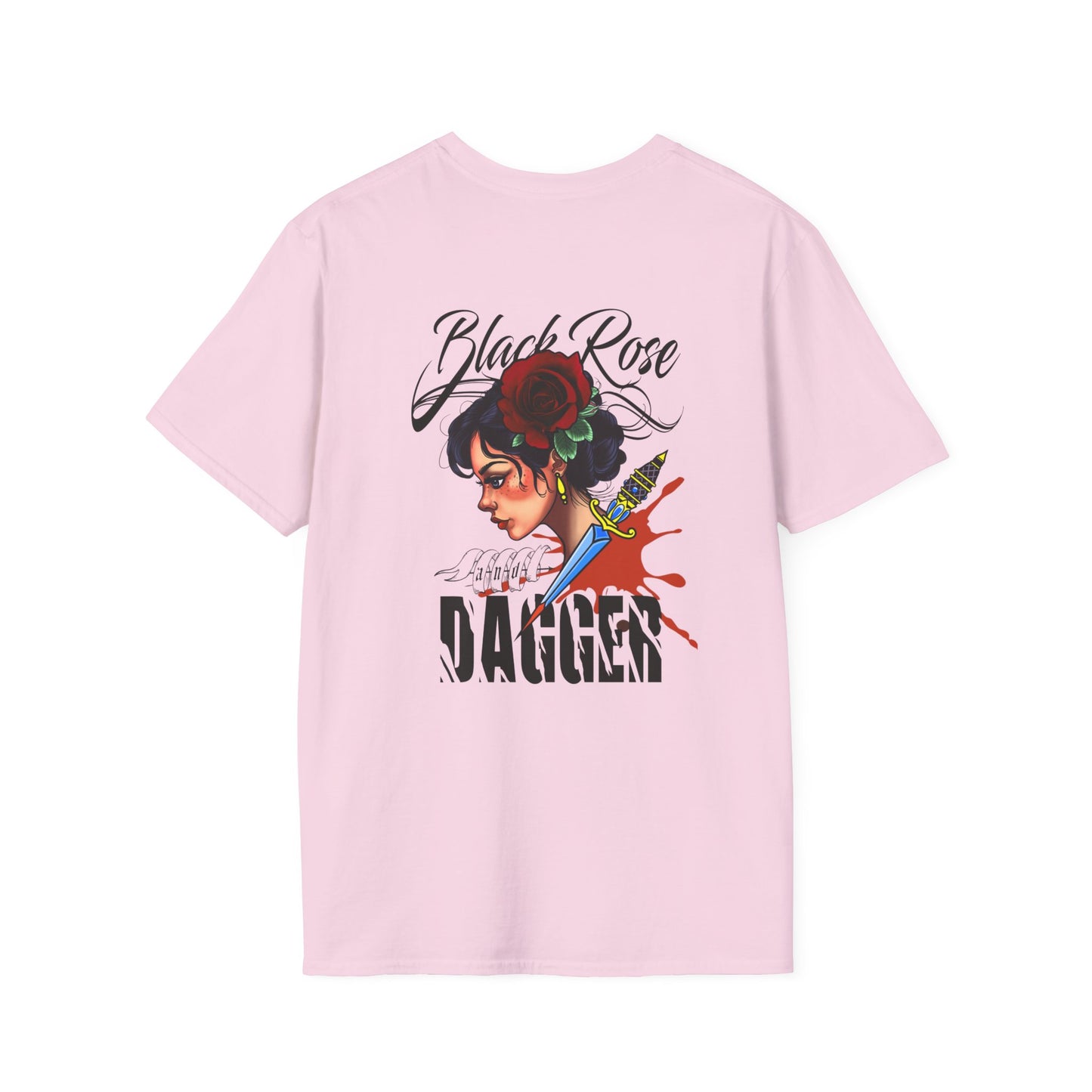 Unisex Softstyle T-Shirt - Black Rose & Dagger Graphic Tee