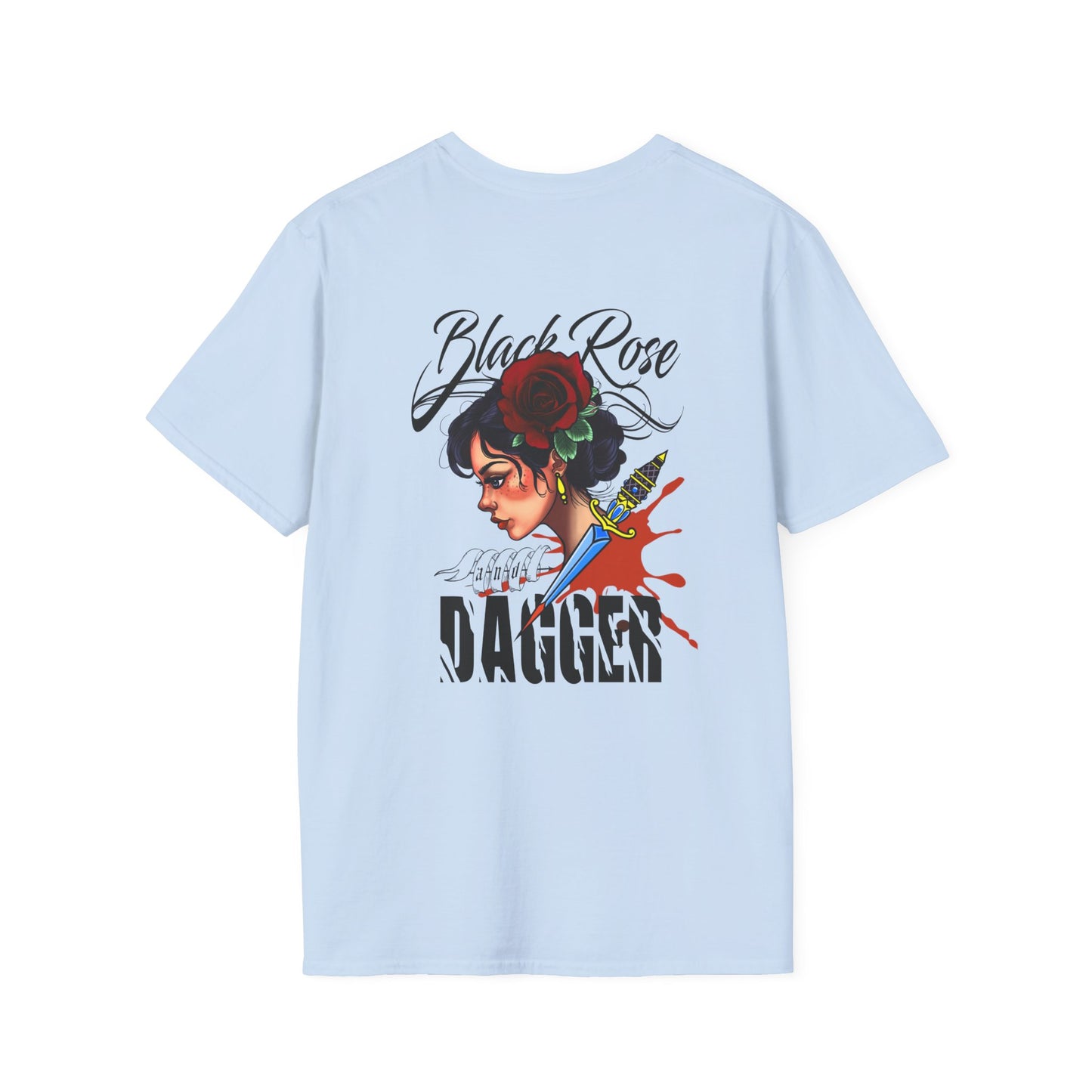 Unisex Softstyle T-Shirt - Black Rose & Dagger Graphic Tee