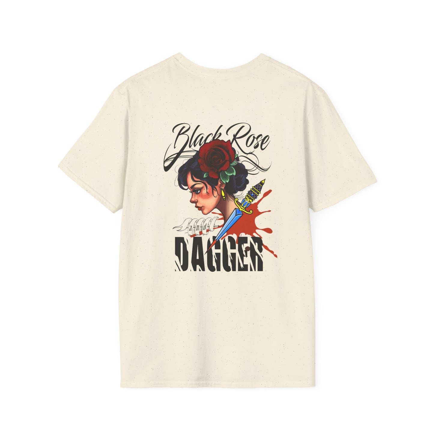 Unisex Softstyle T-Shirt - Black Rose & Dagger Graphic Tee