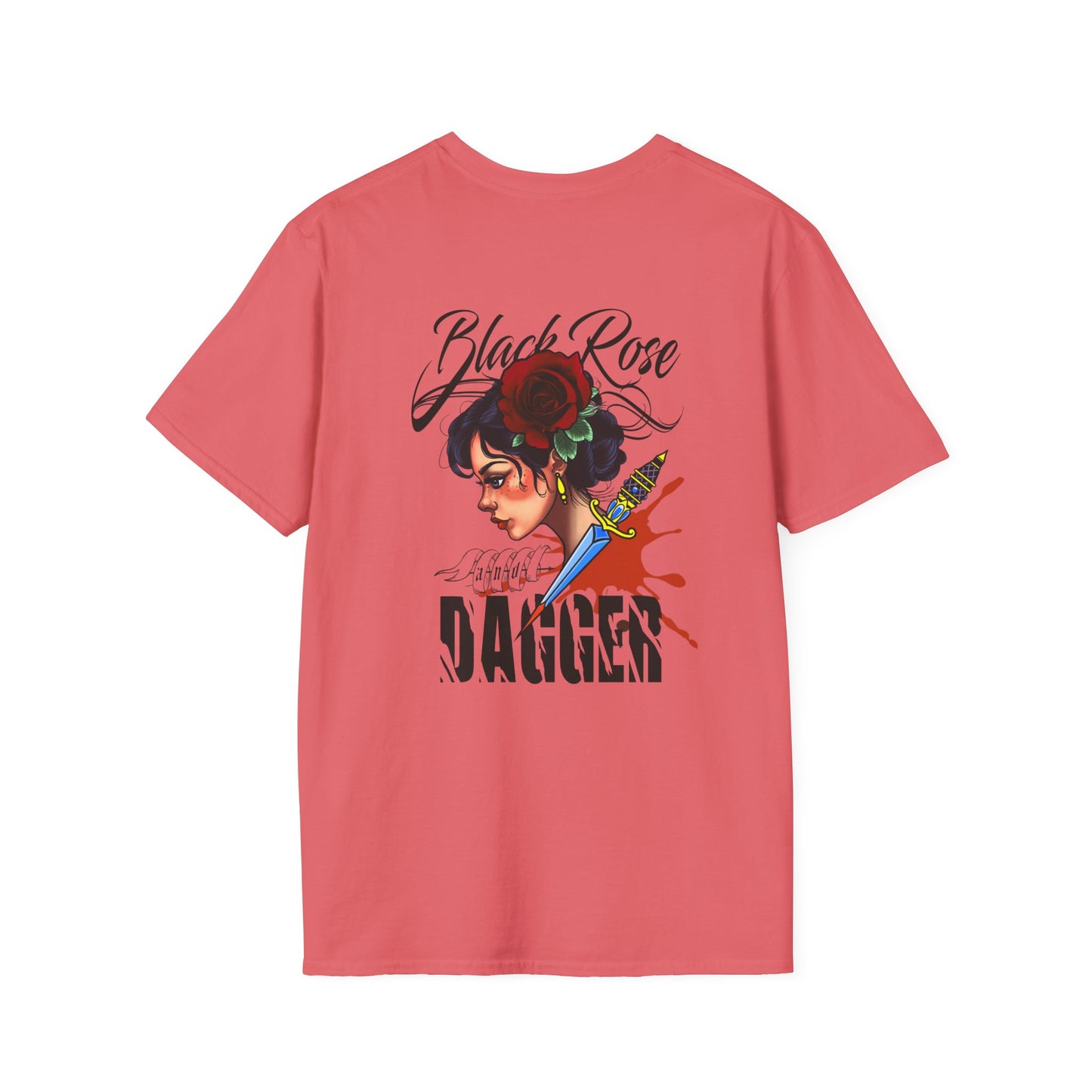 Unisex Softstyle T-Shirt - Black Rose & Dagger Graphic Tee