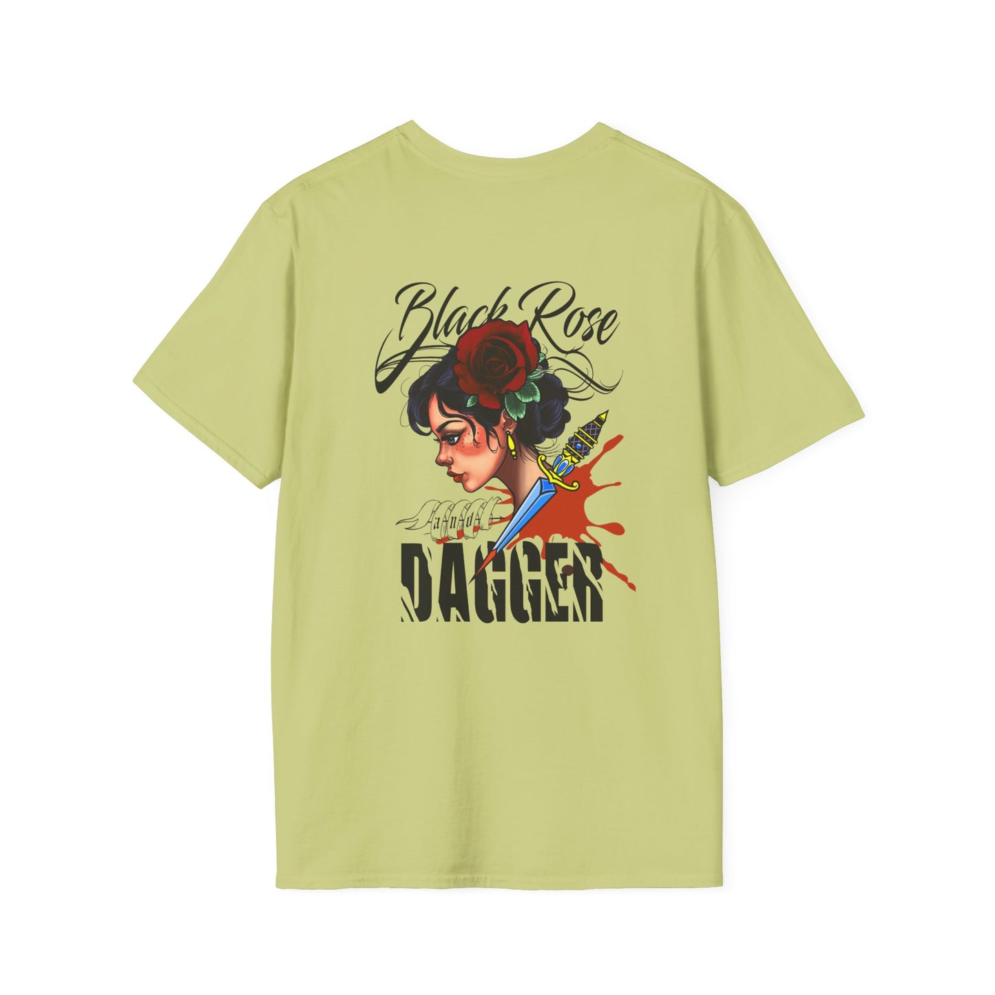 Unisex Softstyle T-Shirt - Black Rose & Dagger Graphic Tee