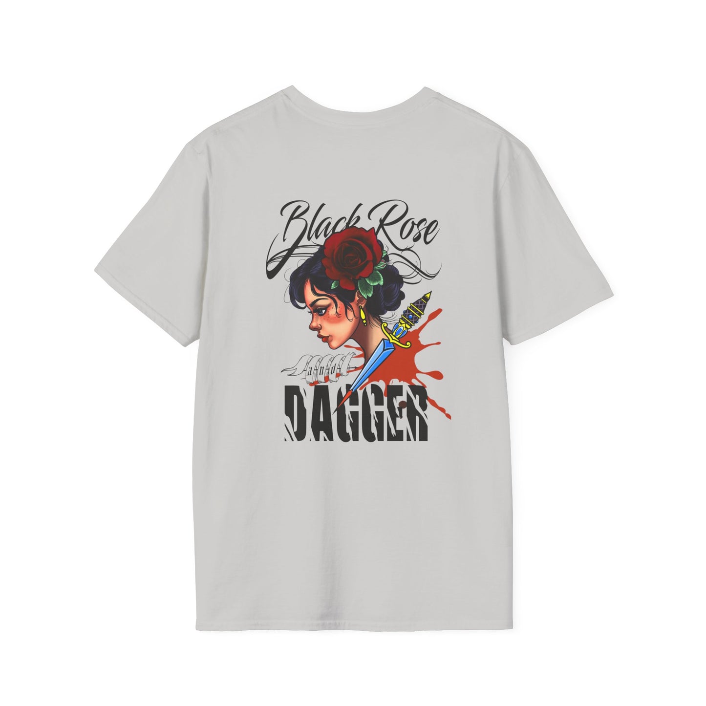 Unisex Softstyle T-Shirt - Black Rose & Dagger Graphic Tee