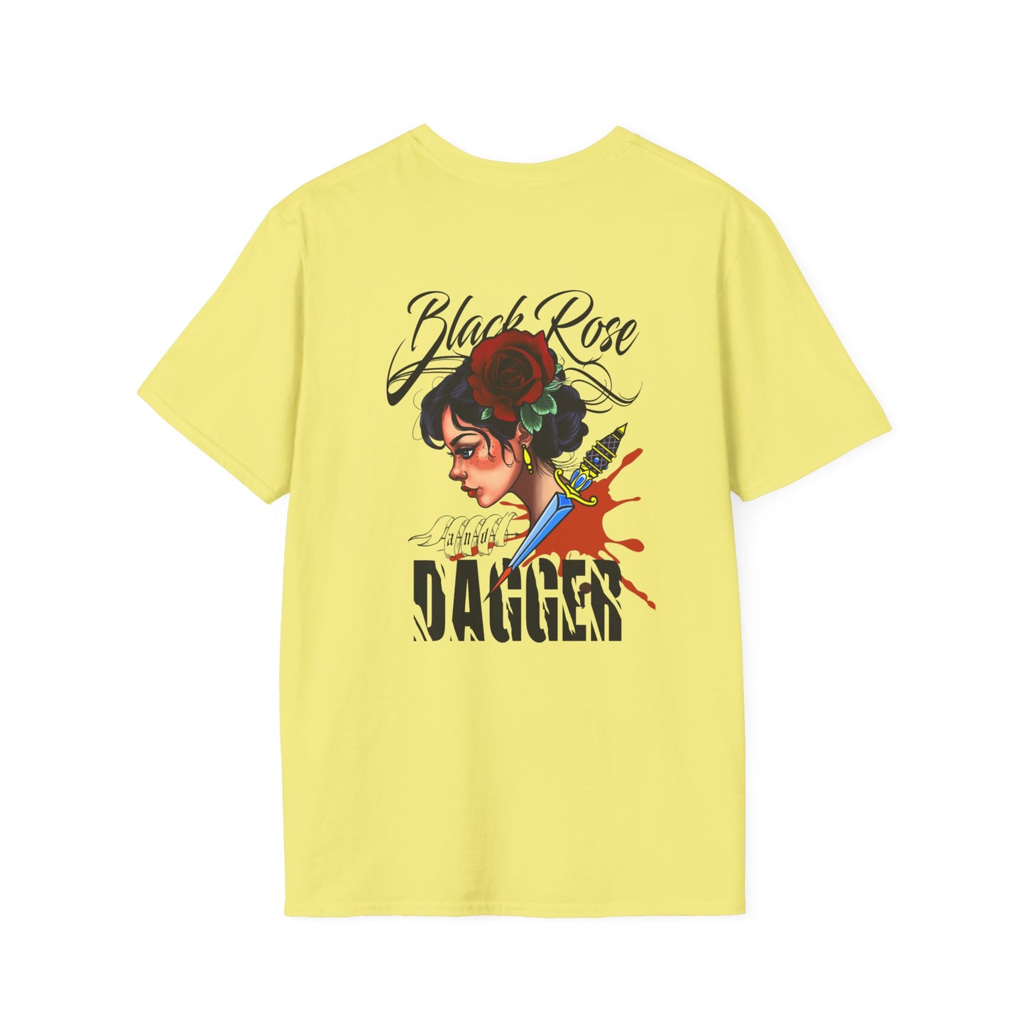 Unisex Softstyle T-Shirt - Black Rose & Dagger Graphic Tee