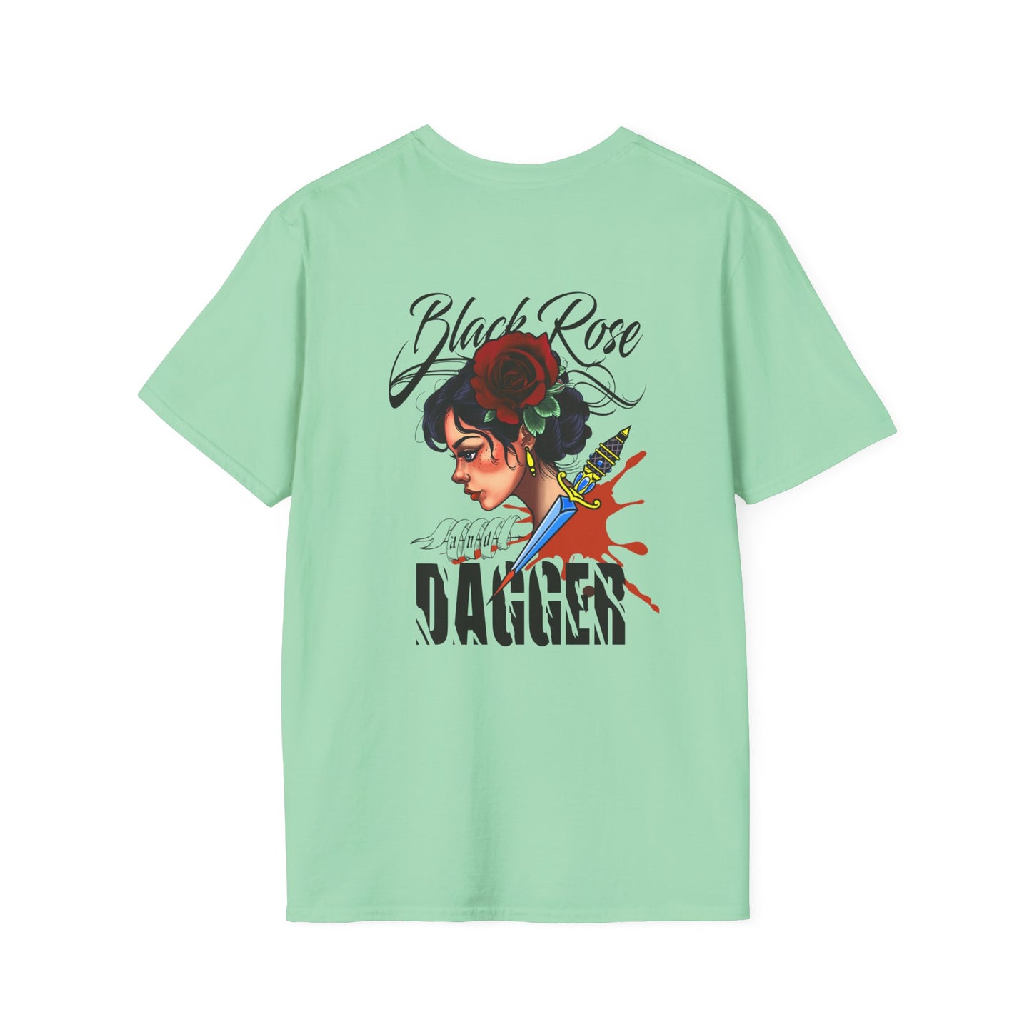 Unisex Softstyle T-Shirt - Black Rose & Dagger Graphic Tee