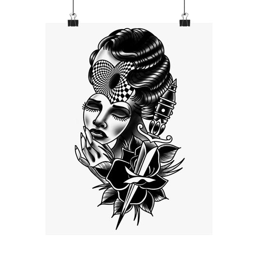 Stylish Matte Vertical Poster - Vintage Tattoo Art Decor