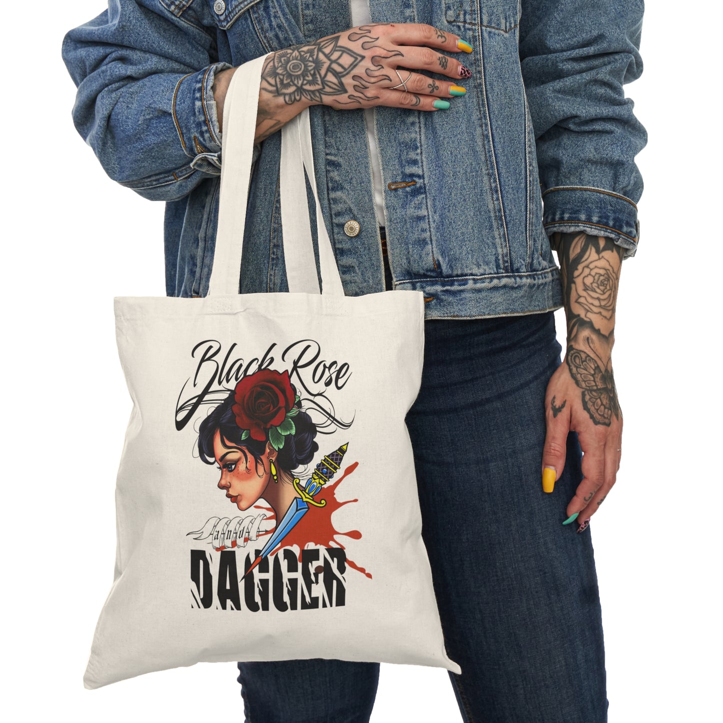 Edgy Black Rose Design Tote Bag - Stylish & Versatile Carryall